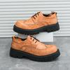  lace-up leather shoes, men's British style brown engraved business casual leather men's shoes, one piece is sent on behalf of others.