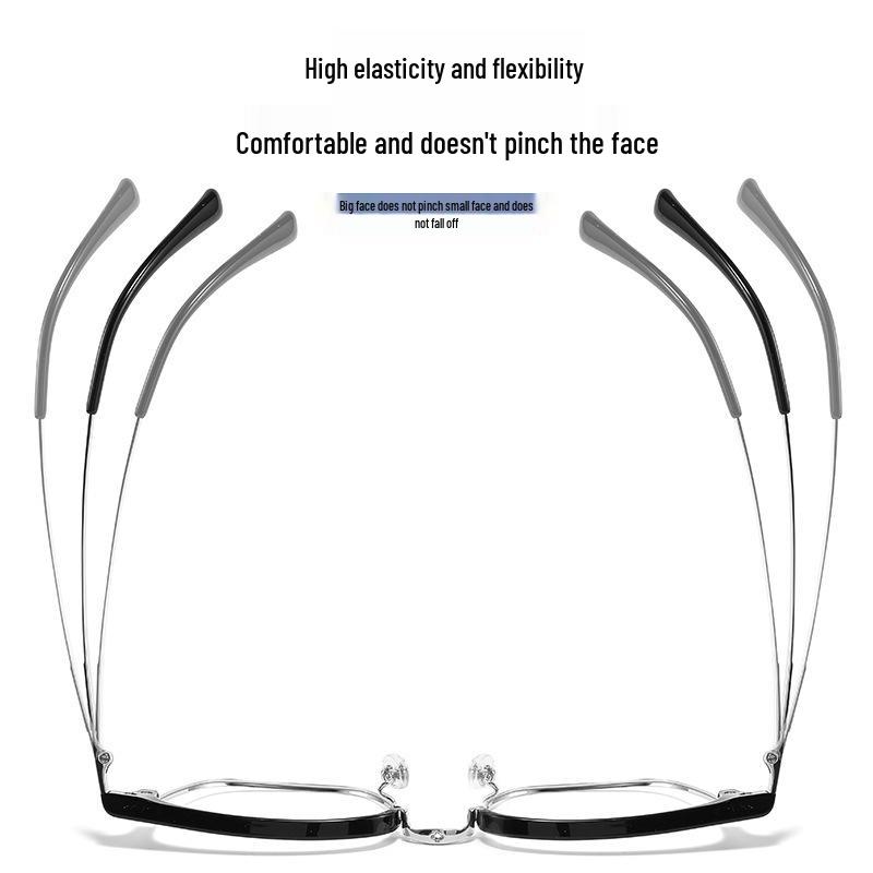 Anti-Blue Light Men's Eyebrow Eyeglass Frame, Ultralight Semi-Titanium, Lily Wei Model 122616Y, Fits Prescription Lenses.