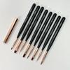 Black Wood Handle Nail Art Brushes: Liner, Round, Flat, Chrysanthemum.