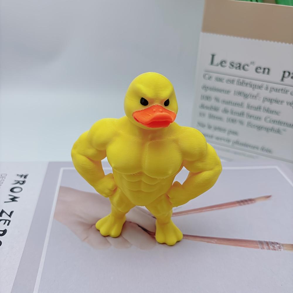 1pc Funny Muscle Yellow Duck Toy Funny Standing Duck Home Decoration Desktop Ornaments To Send Friends A Small Gift.