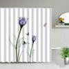 Tulip Flower Shower Curtain Farm Truck Sunflower Plant Butterfly Scenery Print Bathroom Decor Screen Bath Curtain With Hooks