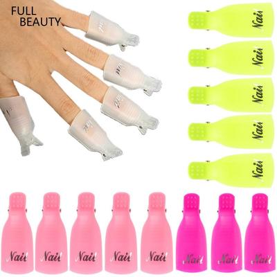 10/5x Nail Art in plastica acrilica Soak Off Clip Gel UV Rimuovi involucro