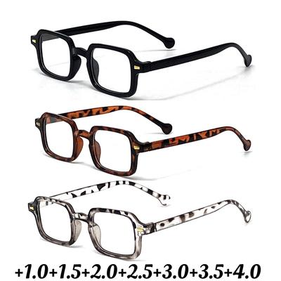 Leopard Kleine Quadratische Rahmen Lesebrille Damen Herren Anti-Blaulicht Brille Optische Korrektionsbrille +1,0 Bis +4,0
