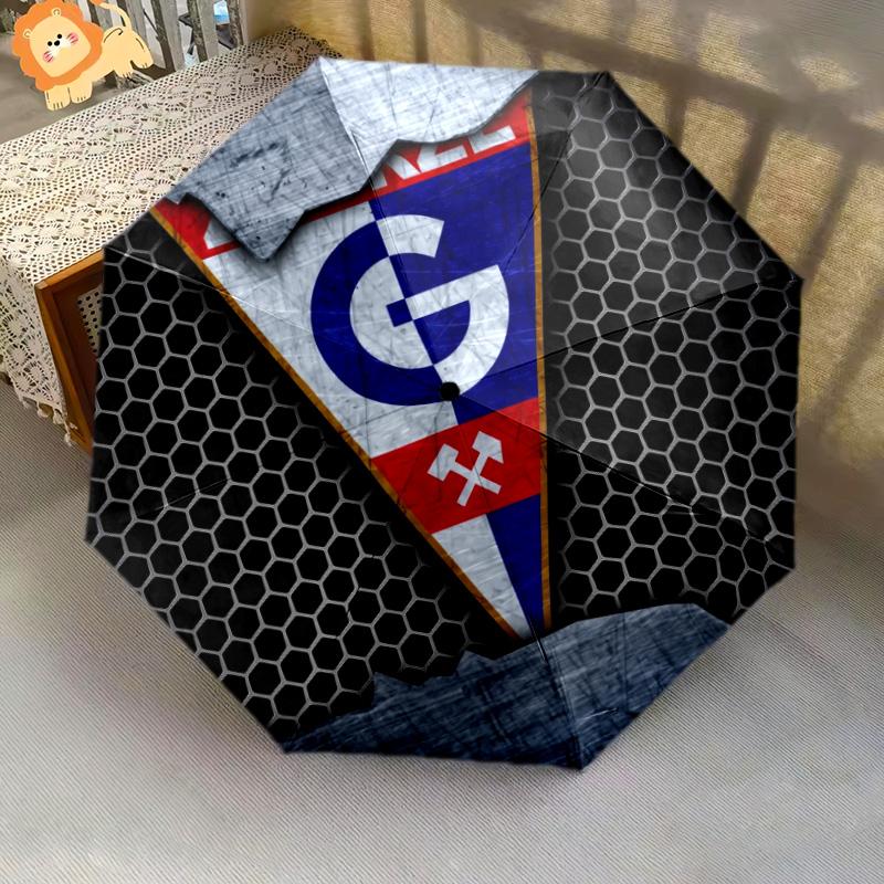 Górnik Zabrze Muster, automatischer Klappschirm, tragbares und faltbares Design, 8 Speichen, ein Weihnachts- oder Geburtstagsgeschenk.