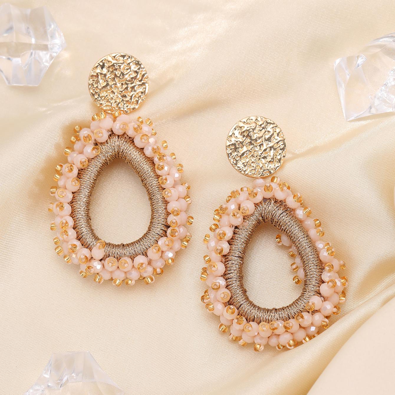 

INKDEW Colorful Water Drop Shape Drop Earrings For Women Beads Handmade Threading Crystal Big Long Earrings Jewelry Gift EA087