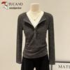 Woodpecker Women's Lace Faux Two-Piece Long Sleeve Knit Top