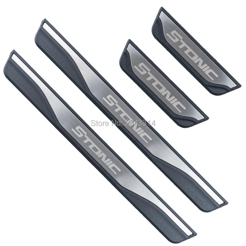 For Kia Stonic Accessory 2017- 2024 Stainless Car Door Sill Scuff Plate Protectors Trim Guard Kick Pedal Cover Styling
