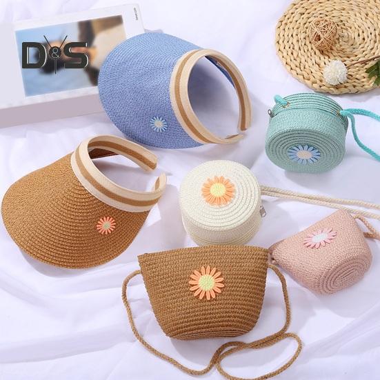 Umhängetasche für Kinder, Stroh, gewebtes Blumendekor, Umhängetasche im pastoralen Stil, Reißverschluss, verstellbarer Riemen, Schultertasche für den Alltag, Party, Arbeit, Dating