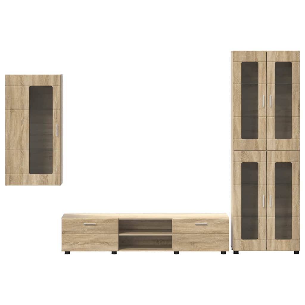 TV Cabinet Set with Shelf FLORIN 3 pcs Sonoma Oak Particleboard