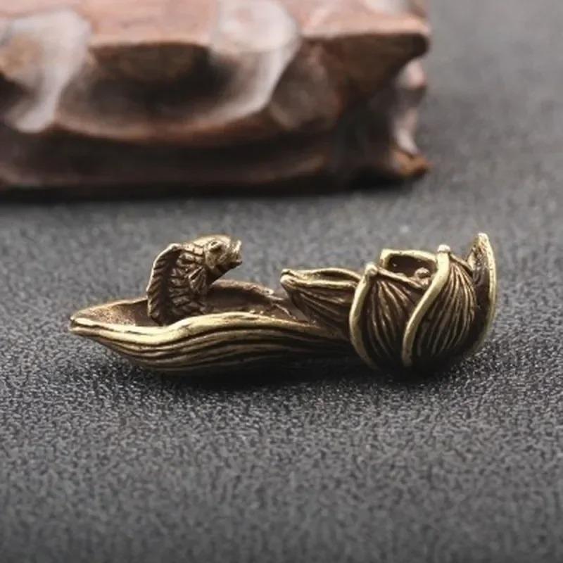 Antike Bronze Lotus Karpfen Schreibtischdekorationen Räuchergefäß Vintage Kupfer Tischornament Heimdekoration Handwerkszubehör