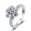 Korean Style Women's Ring: 1 Carat Moissanite Diamond on PT950 Platinum-Plated Silver