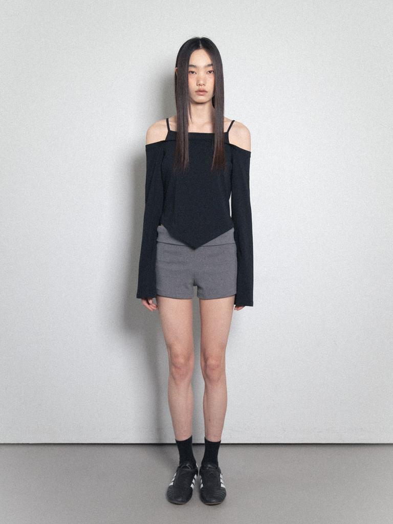 Visus Fold Over Shorts_Charcoal