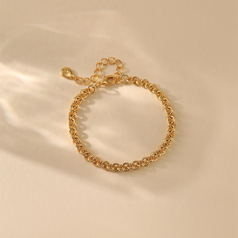 Gold Plated Amethyst Color Rectangle CZ Link Bracelet With Extension Chain