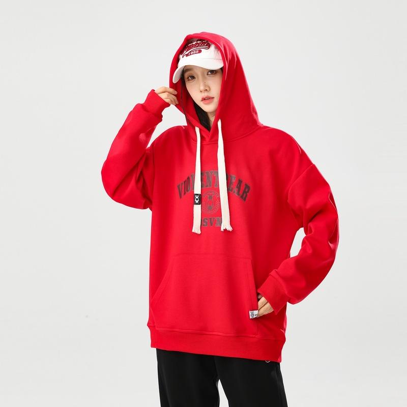 Модные толстовки с капюшоном для мужчин и женщин на весну и осень американские свободные топы для пар пуловеры с буквами модные толстовки для мальчиков M 4817₽