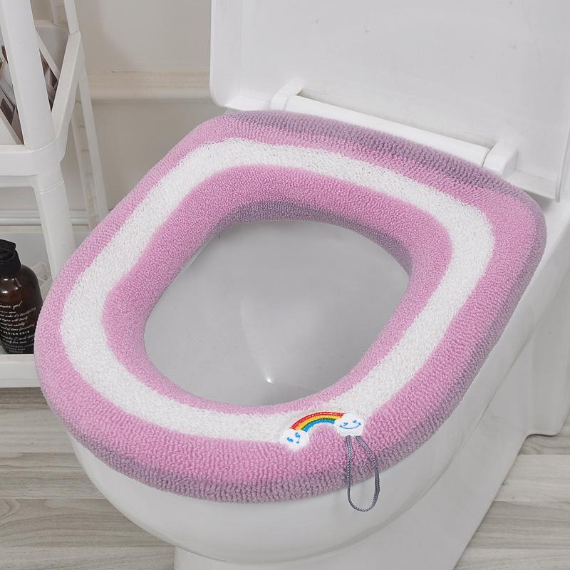 

Подушка для сиденья унитаза для зимы. Утолщенное и теплое О-образное сиденье для унитаза с ручкой и вязаной подушкой для сиденья. Универсальная подушка для сиденья унитаза Pack of 1 розовый