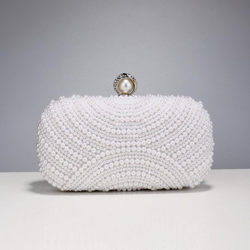 

Beading Women Evening Bags Vintage Small Chain Shoulder Handbags Pearl Diamonds Metal Ladies Clutch Handbags