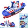 Spray Water Swim Pool Bathing Toys Light Up Pool Bathtub Toy Boat with Light Music Funny Fire-Fighting Ship Toy for Kids Ages 3+