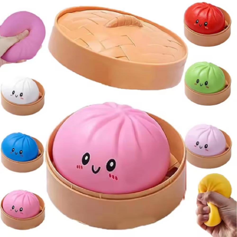 Shinny Glitter Dumpling Glitter Crystal Steamer Bun Squishy with Box Dumplings Squeeze Toy for Stress Relief