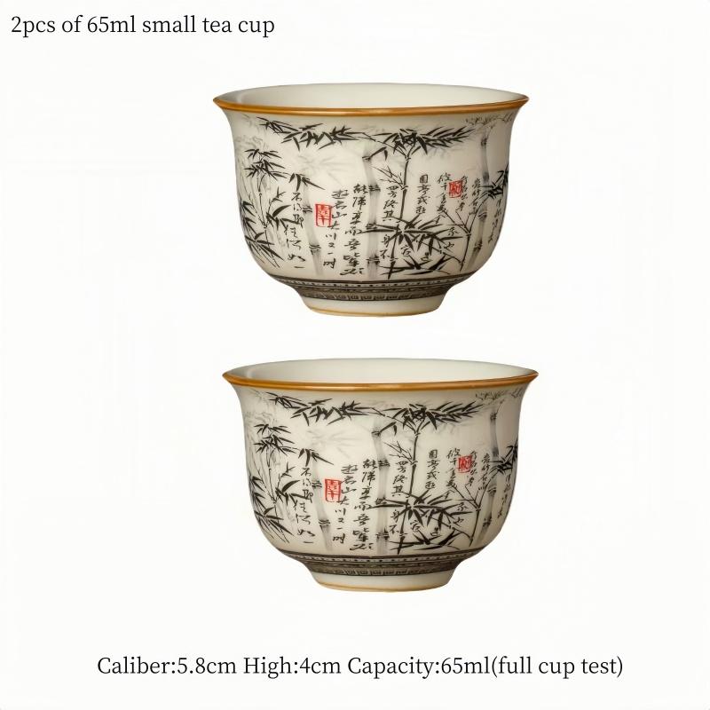 Taza de Té China de Bambú de 120 ml Cerámica Ru Yao Apertura Amarilla Hermosa Taza de Té Flores Vajilla Taza de Maestro Juego de Té KungFu