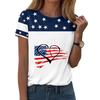 Camiseta feminina casual estampada gola redonda pulôver manga curta top