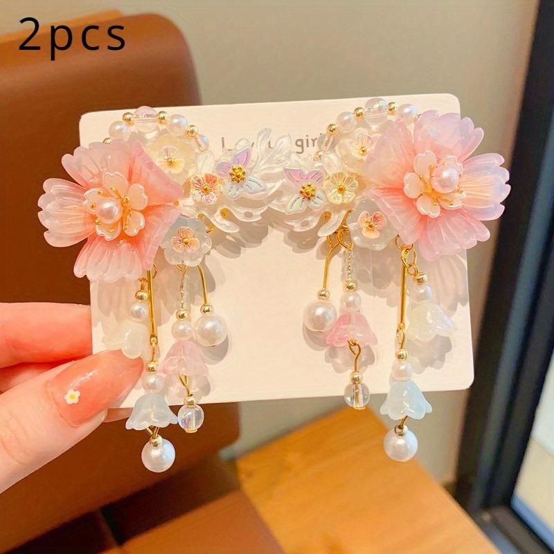 2pc Cute Women's Boutique Hair Accessories Resin Sweet Cute Hair Clips Suitable for Girls' Daily Activities Wear Elegant Hairpin