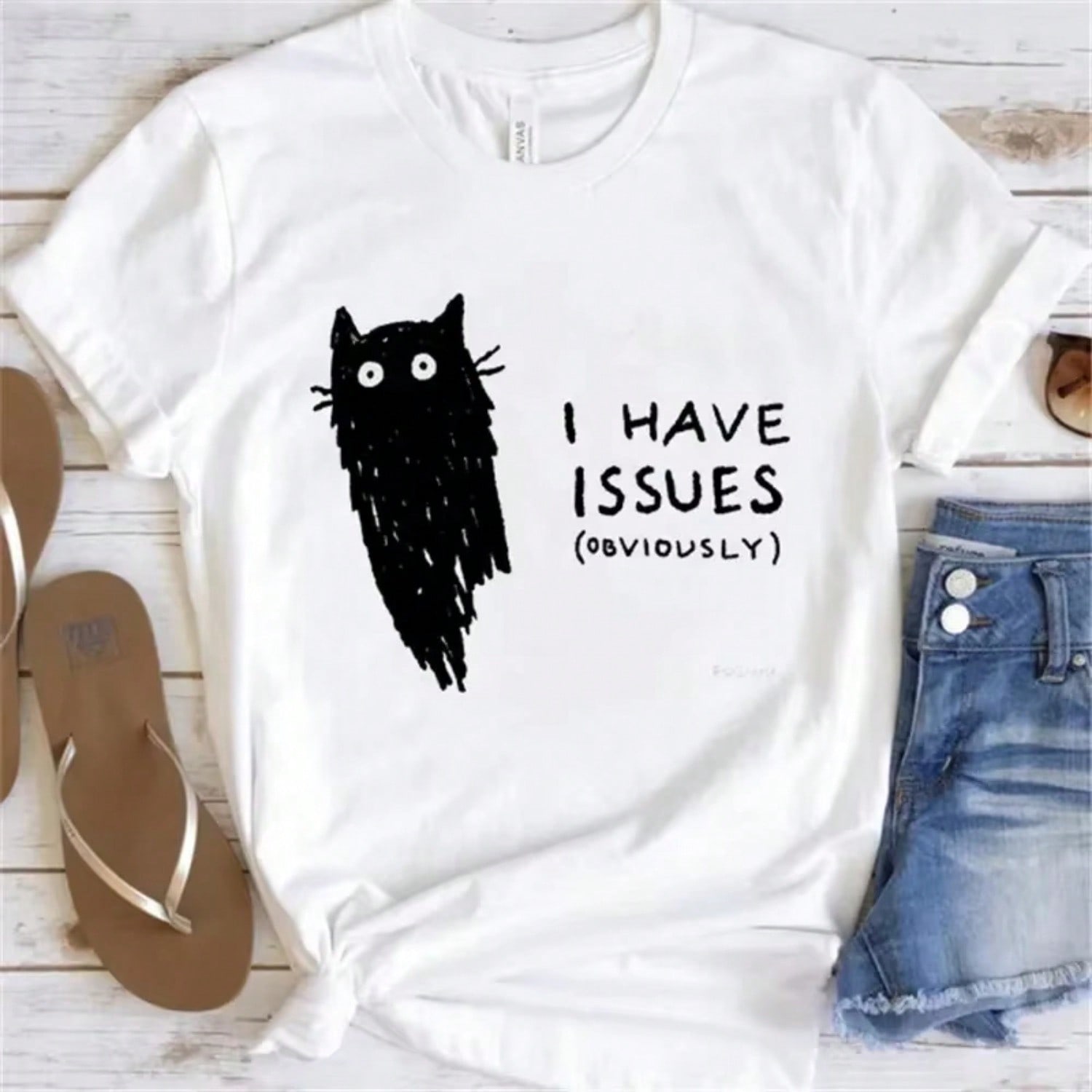 Cartoon Printed Cat  Fashion Cute Short Sleeved Wounisex s Casual T-Shirt Summer Breathable Versatile Wounisex s Top T-Shirt S разноцветный