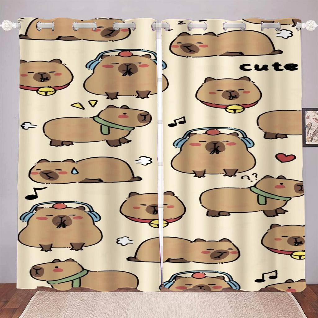 Cartoon Capybabr Curtain For Boy 3D Print Bedroom Living Room Window Blackout Partition Style Home Decoration