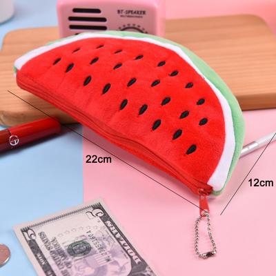 Estojo de Lápis Melancia Fruta Fofa Kawaii Pelúcia Grande Capacidade Bolsa para Lápis Estojo de Maquiagem para Crianças Presente Escola Porta-Moedas