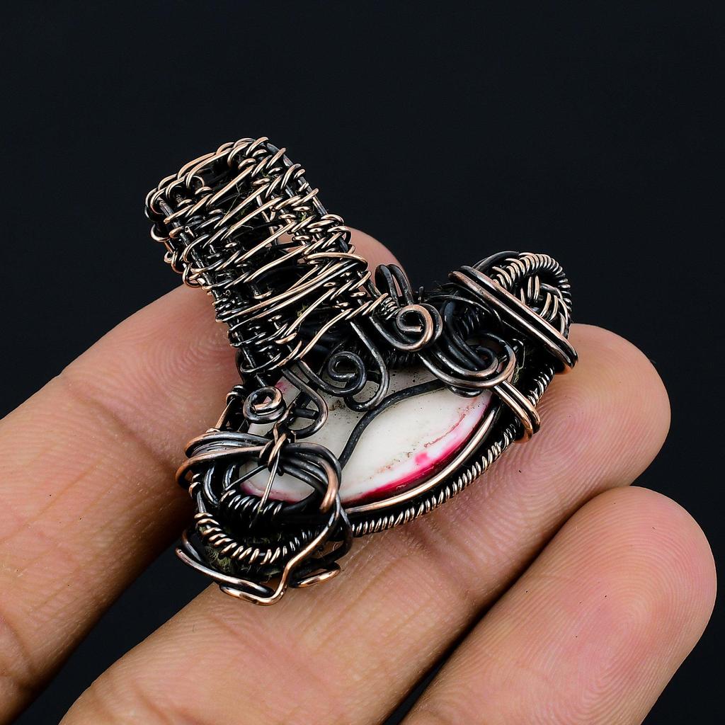 Evil Eye Pendant, 999 Copper Wire Wrapped Gemstone Jewelry, Handmade Pendant, For Mother Day