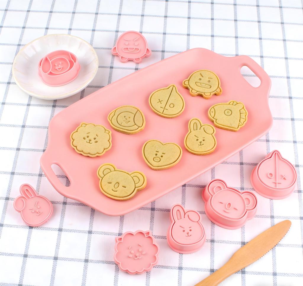 Bt21 Cartoon Cookie Mold For Home Baking 3D Pressing Mold Festive Party Diy Dessert Making Kitchen Tool
