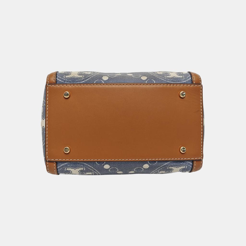 [Pre-Owned] T Monogram Zipper Closure Fabric And Leather Barrel Bag Mini - Fair #19B6XOQ