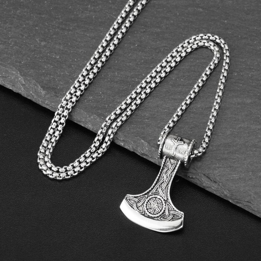 Personalized Vintage Viking Axe Men'S Titanium Steel Pendant, Necklace