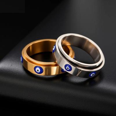 Teamer Blue Enamel Evil Eye Anxiety Rings Stainless Steel Spinning Rotate Fidget Ring Amulet Jewelry Gift for Men Women 2026 New