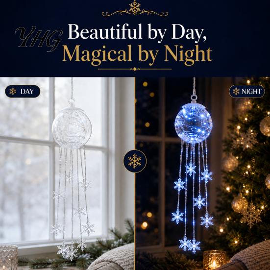 Reusable Festive Ornaments LED Hanging Christmas Ornament, Icy Glow Sparkling Snowflake Cascade Decoration, Party Favors Winter Lighted Decor for Tree