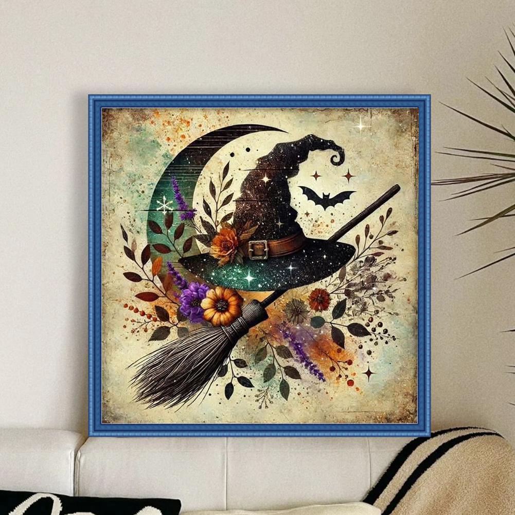 Full Embroidery Eco-cotton Thread 11CT Counted Witch Cross Stitch Kit 40x40cm