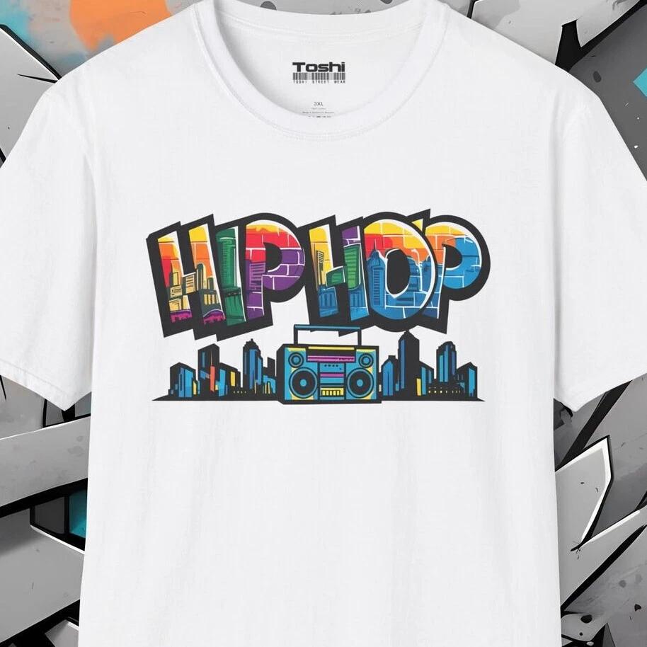 Hip Hop Street Art Tee Unisex T-Shirt Graffiti Boombox Old School B-Boy Breaking S