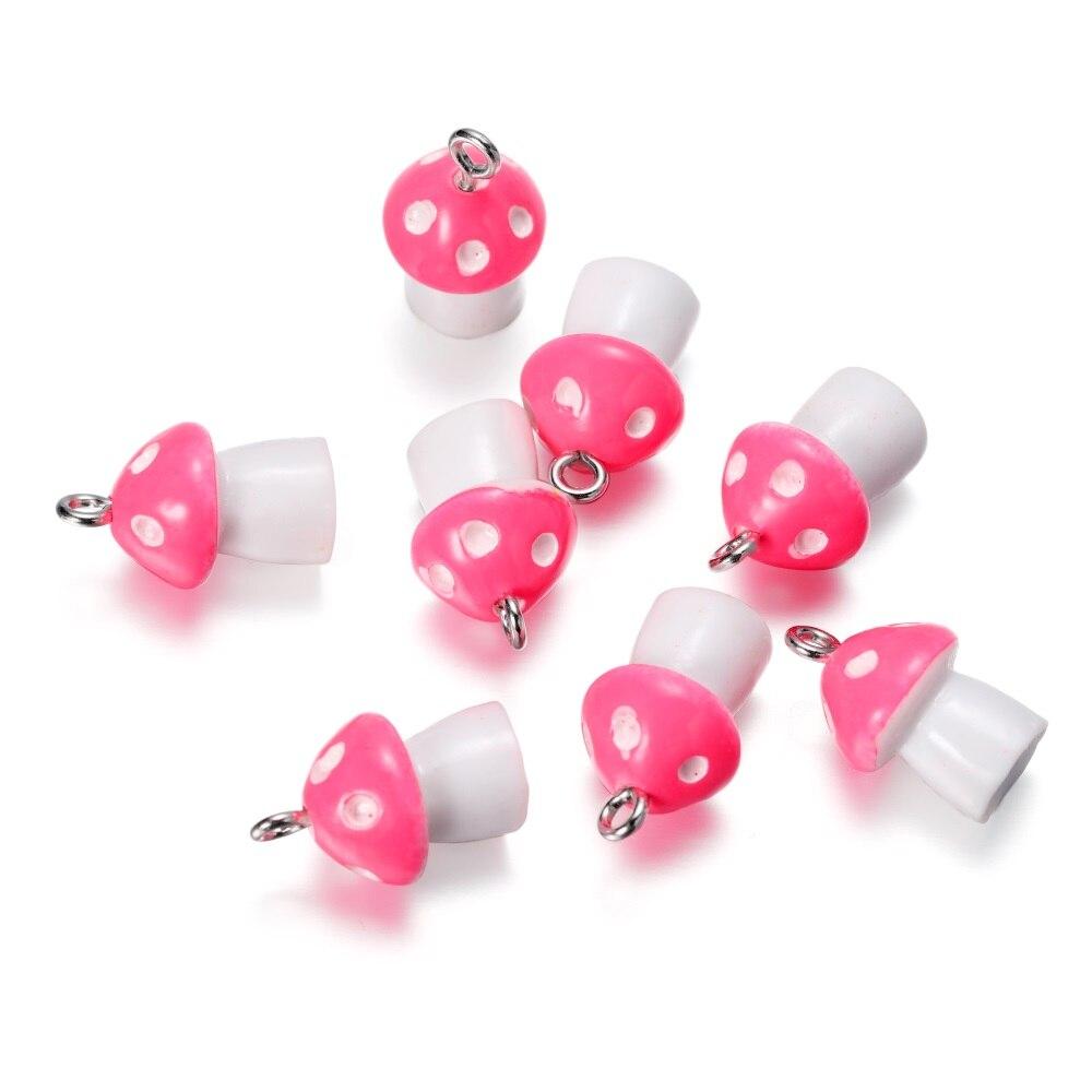 10Pcs/Lot 11x18mm Mushroom Pendants Charms DIY Findings Keychain Bracelets Pendant for Necklace Jewelry Making Accessories