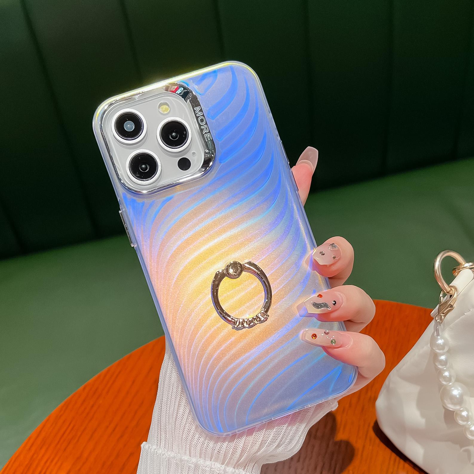 

For iPhone 15 Pro IMD Electroplating Phone Case Ring Kickstand Matte PC+TPU Cover AR6