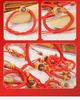 Peach Wood Carved Zodiac Bead Bracelet with Red String