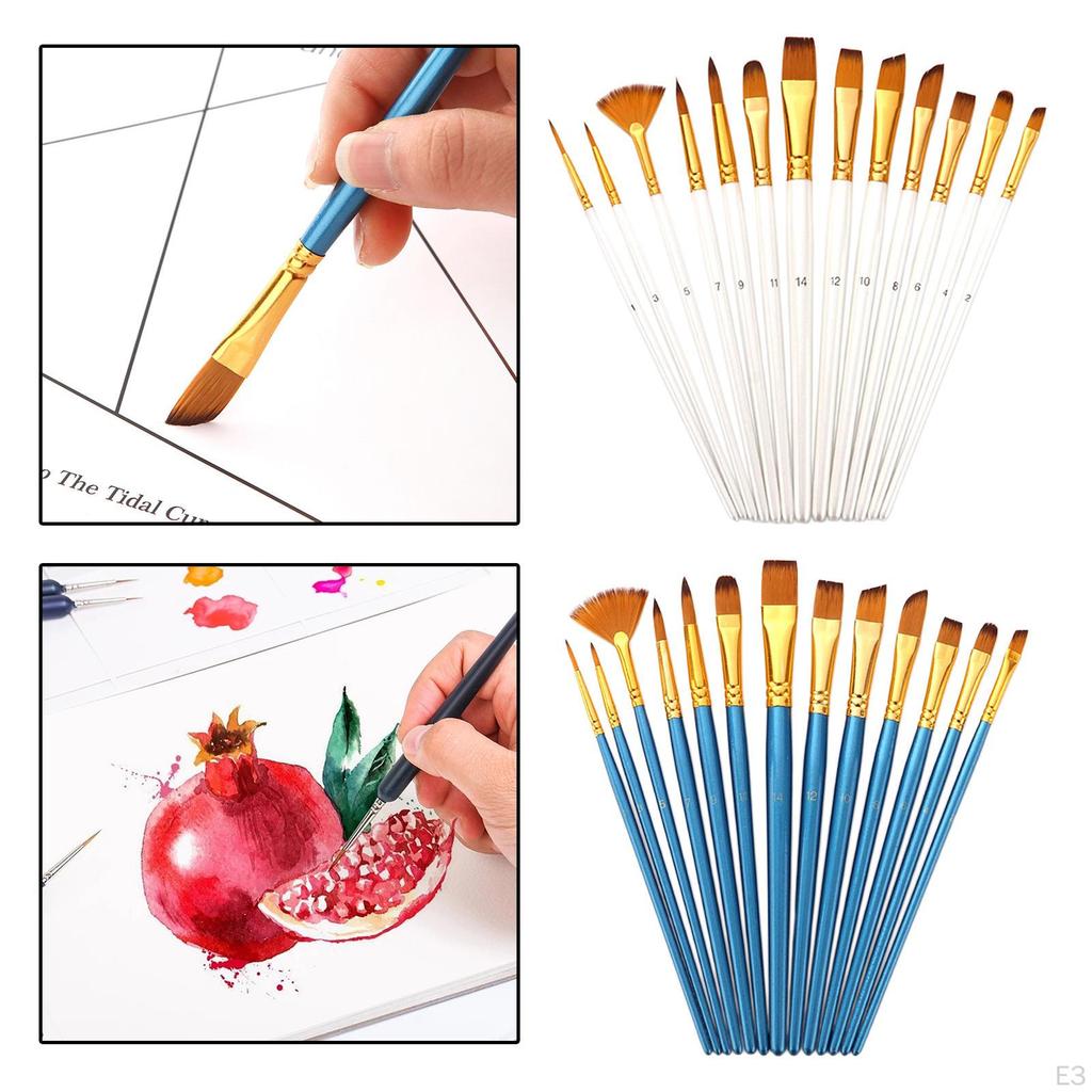 13 Pack Paint Brushes Set Nylon Hair Acrylic Fine Art Painting Kids Beginners