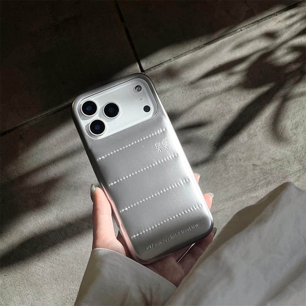 Luxury PU Leather Puffer Phone Case For 17 16 15 14 Pro Max 13 Shockproof Cover Urban Sophistication Down Jacket Caps