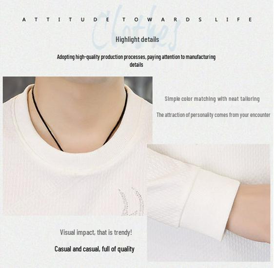 Męska modna koszulka z długim rękawem i okrągłym dekoltem - Kolekcja Jesień 2025