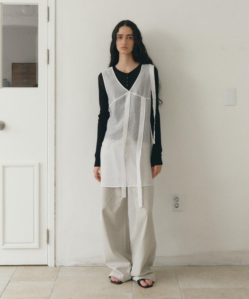 Loutaideu Sheer Layered Dress [White]