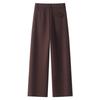 Women's 2024 Khaki Wool-Blend High Waist Straight Leg Cropped Pants for Autumn/Winter