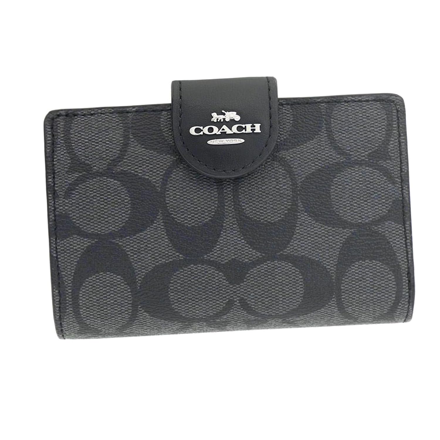 

Outlet Large Leather Smoke x [SOO] Bi-fold wallet, Signature, item, storage, Women s, Simple, Brand, PVC, (Black Black) [Used]