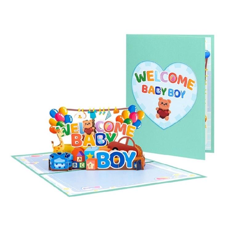 New Baby 3D Popup Greeting Card Elegant 3D Popup Card For Newborns Boy and Girls Baby Showers With Message Area