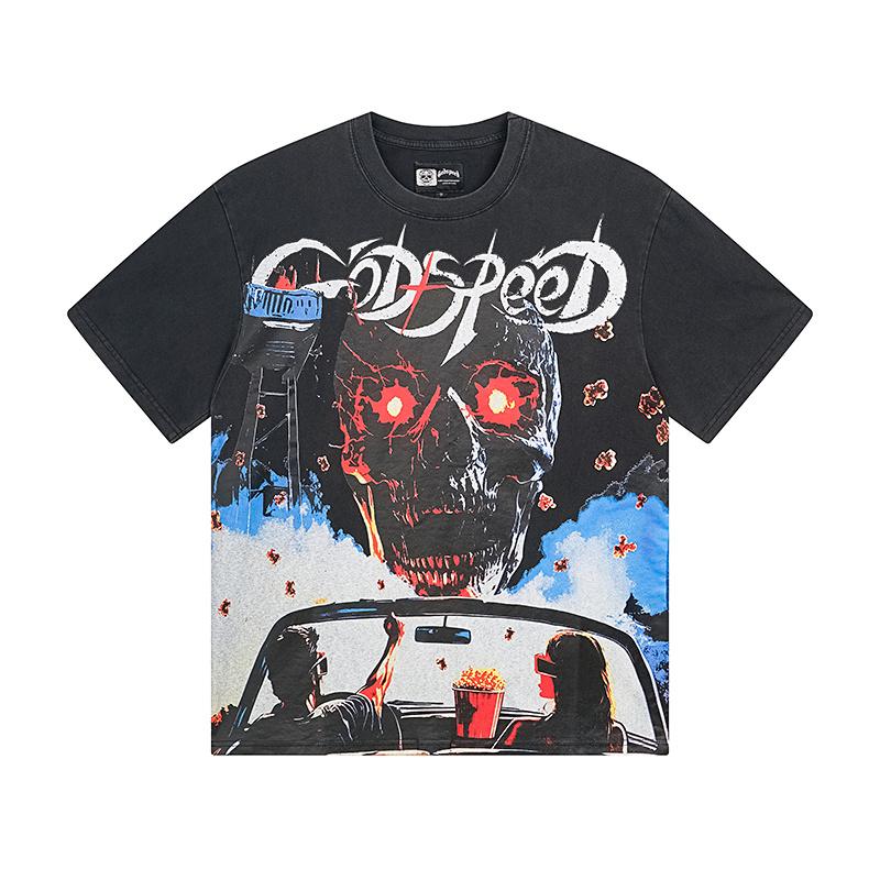 Demonic Skull Drive-In Movie Graphic Oversized Streetwear T-Shirt