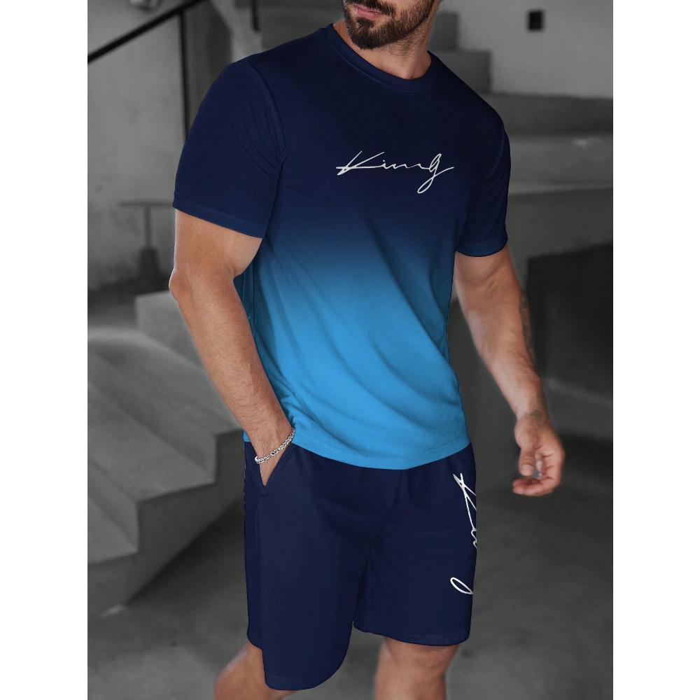 Fashion Men's Short Sleeve Suit Casual Loose Printing Versatile Unisex Sports Clothing