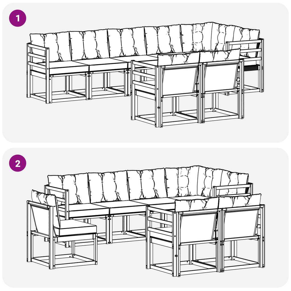 Outdoor Sofa Set with Cushions 8 Pcs Natural and Cream