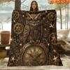1pc 2D Flat Printing Spring And Summer New Arrival Steampunk Owl Gear Clock Theme Digital Print Blanket, All-Season Use, Casual Th